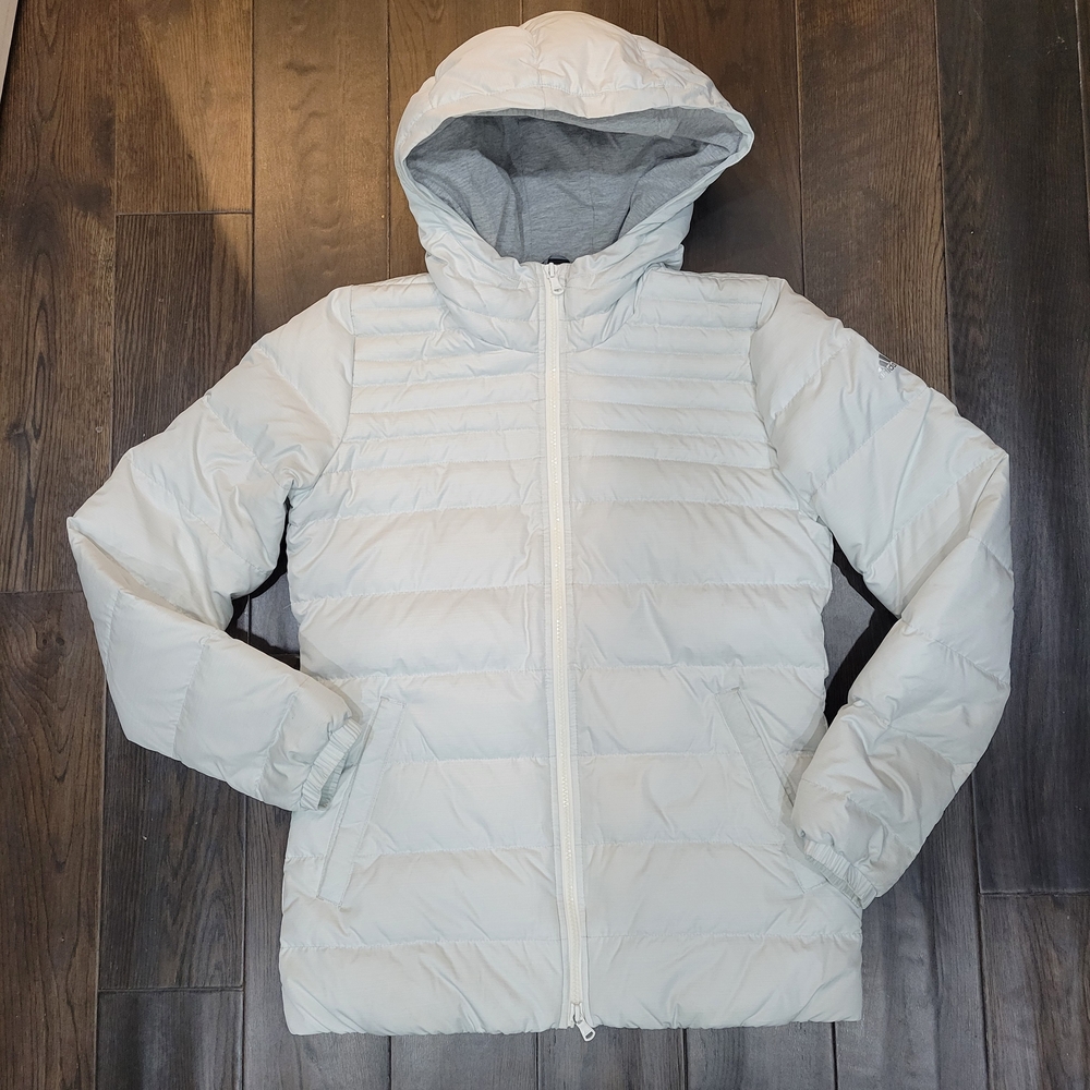Adidas Light Blue Hooded Puffer Jacket